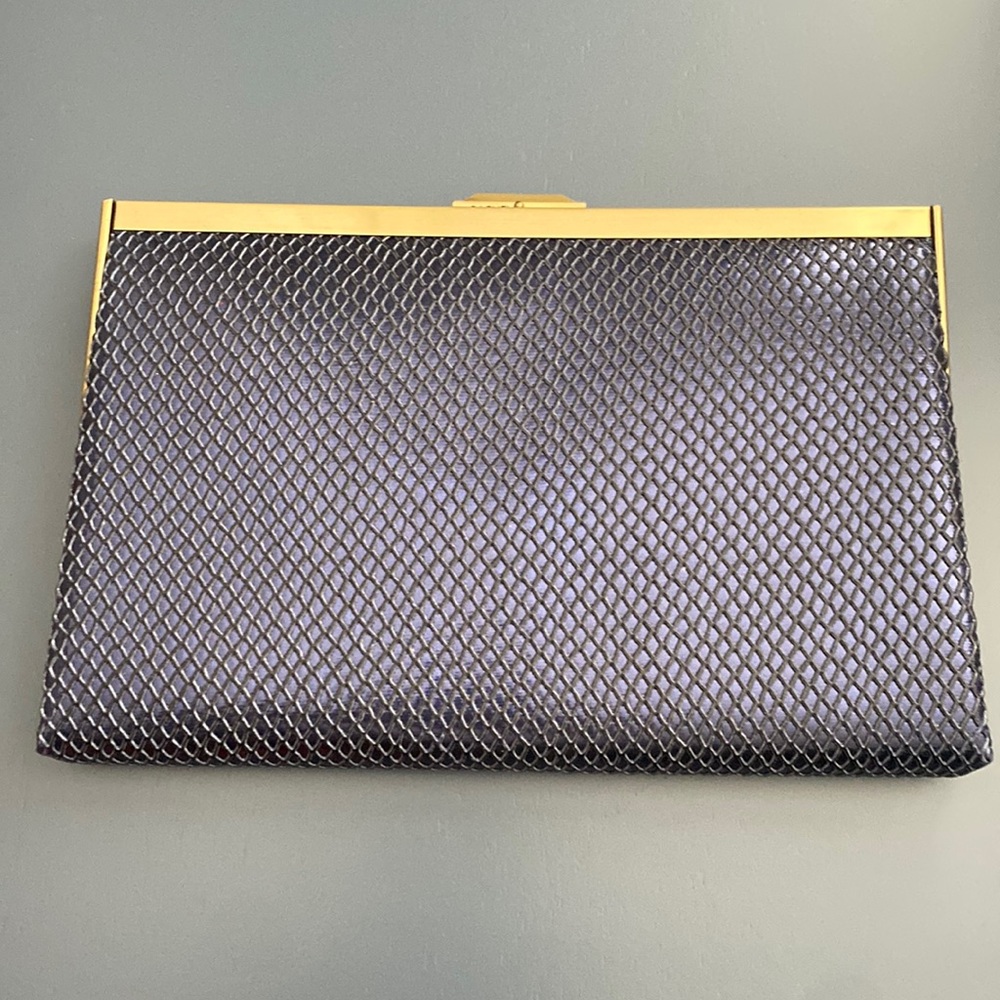 Metallic blue clutch